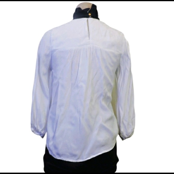 Forever 21 white and black blouse with ribbon detailing lightweight long - Picture 2 of 3